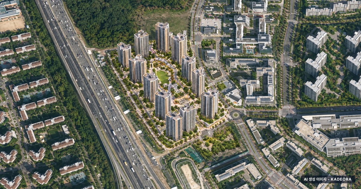 고덕강일 대성베르힐 13개동·최고 15층·총 613세대 기준 AI 상상도 — 실제와 다를 수 있음 고덕강일 대성베르힐 13개동·최고 15층·총 613세대 기준 AI 상상도(주간 항공) — 실제와 다를 수 있음