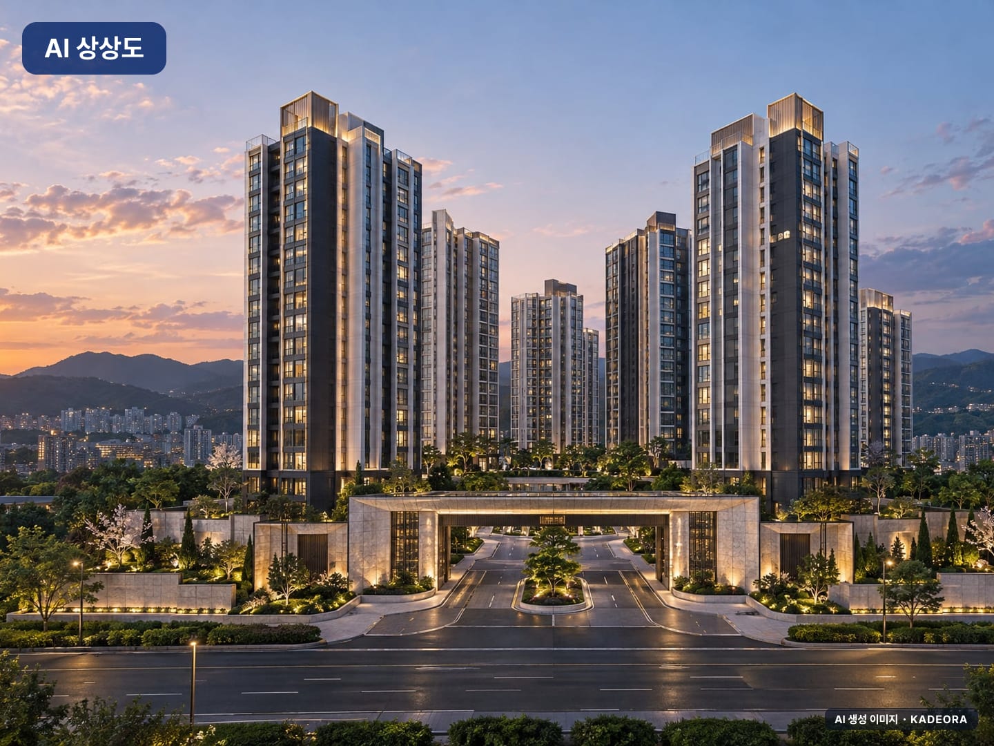 동래 반도 유보라 단지 전경 AI 상상도(단지 입구) — 부산 동래구 착공 400세대