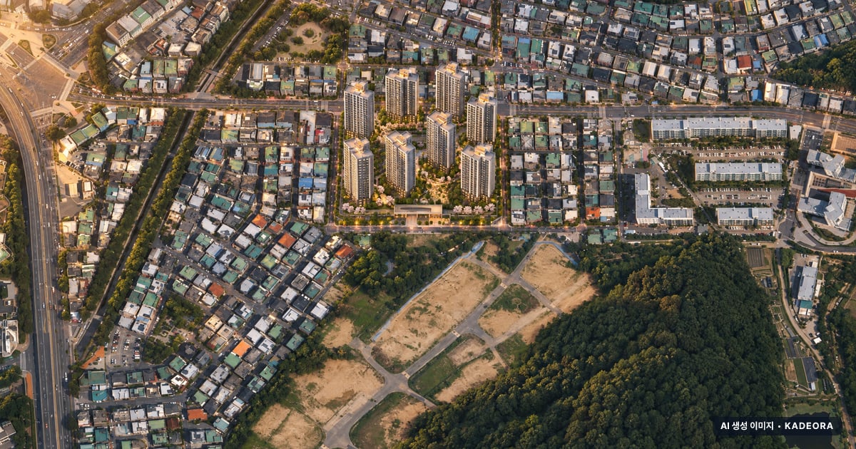 한화포레나 울산무거 재개발 한화포레나 울산무거 단지 전경 AI 상상도 — 남구 무거동 816세대