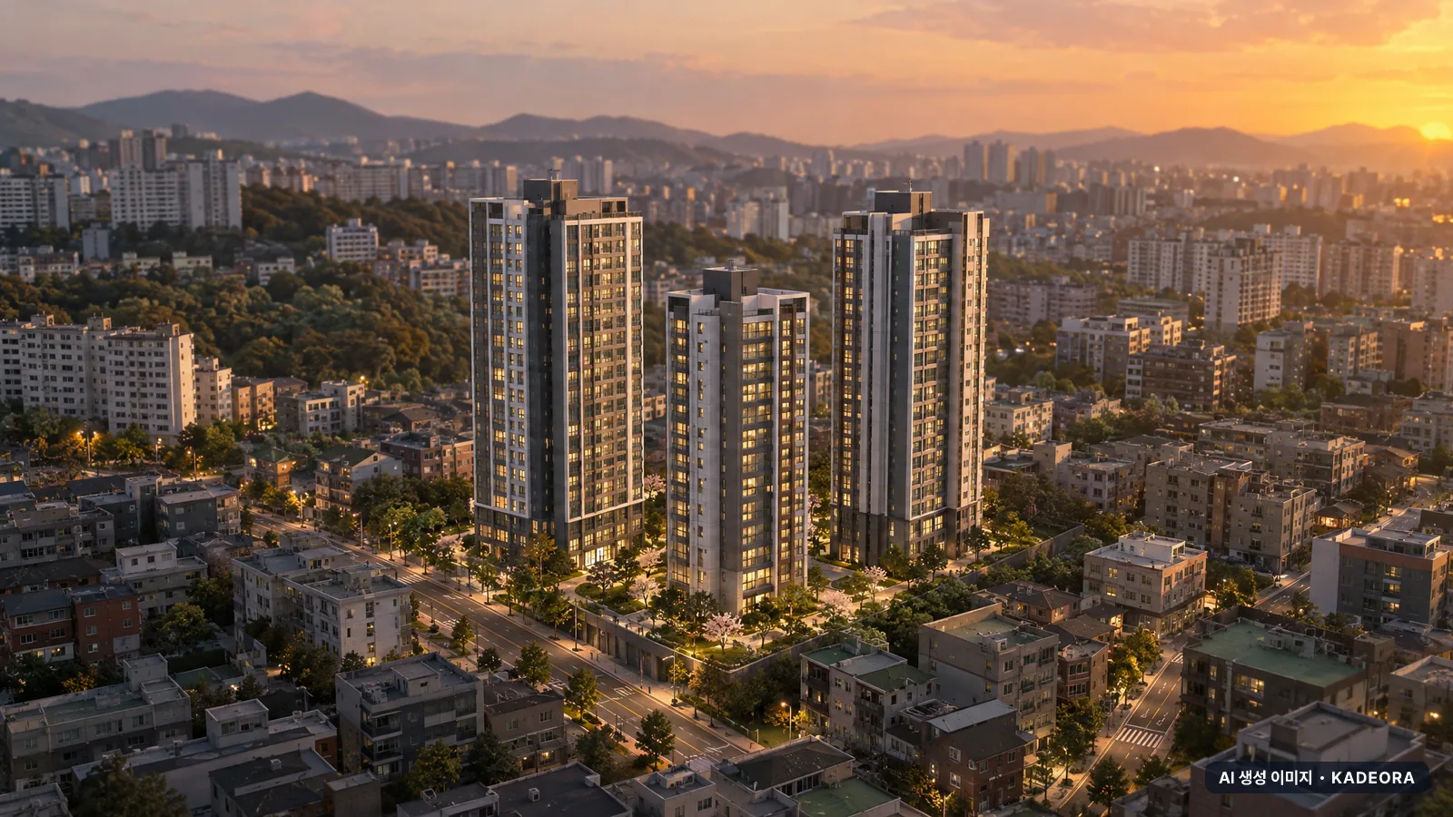 동작 센트럴 동문 디 이스트 단지 전경 AI 상상도(저녁) — 동작구 아파트 분양