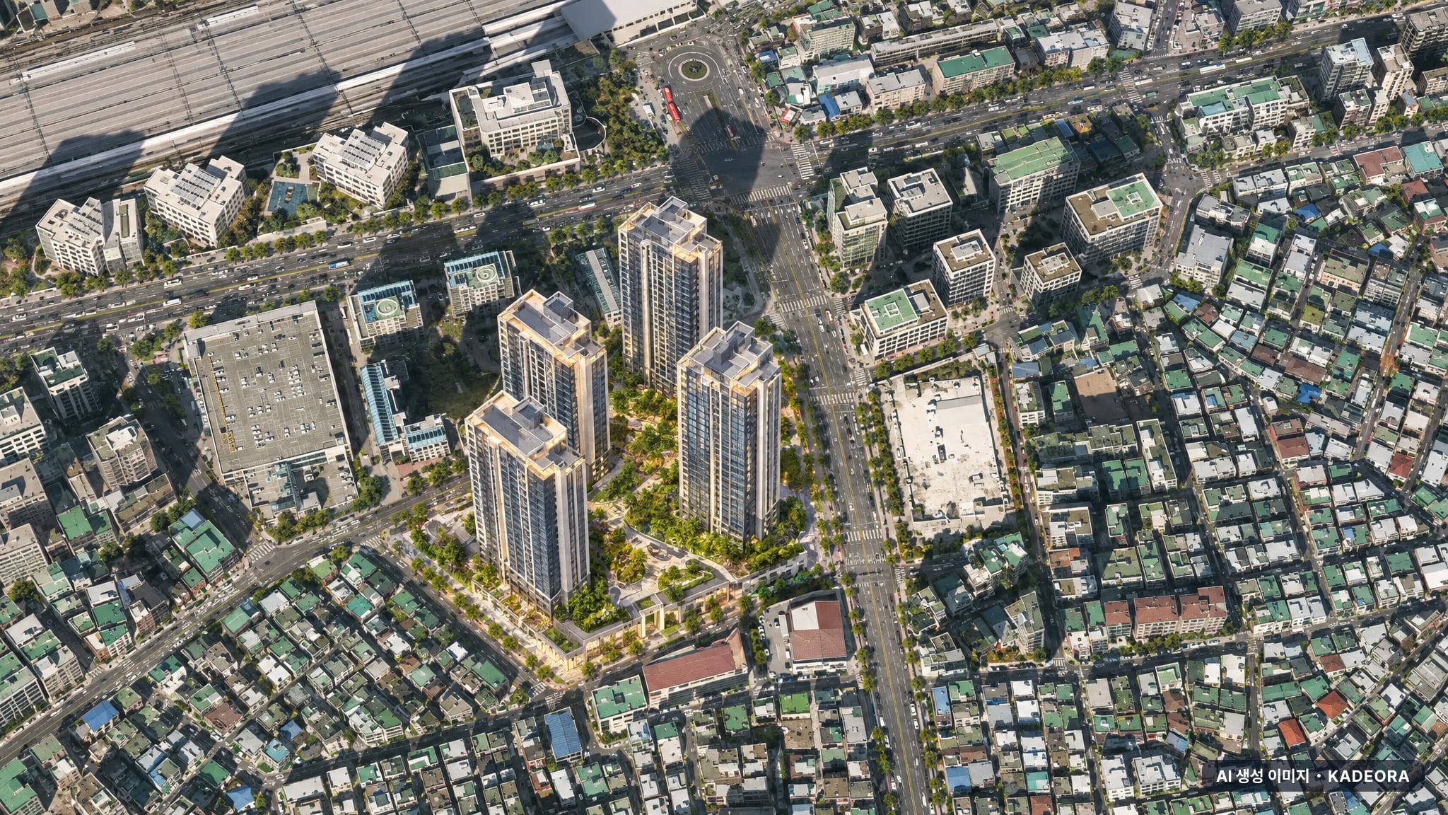 상봉 센트럴 아이파크 단지 전경 AI 상상도(주간 항공) — 서울 중랑구 착공 242세대