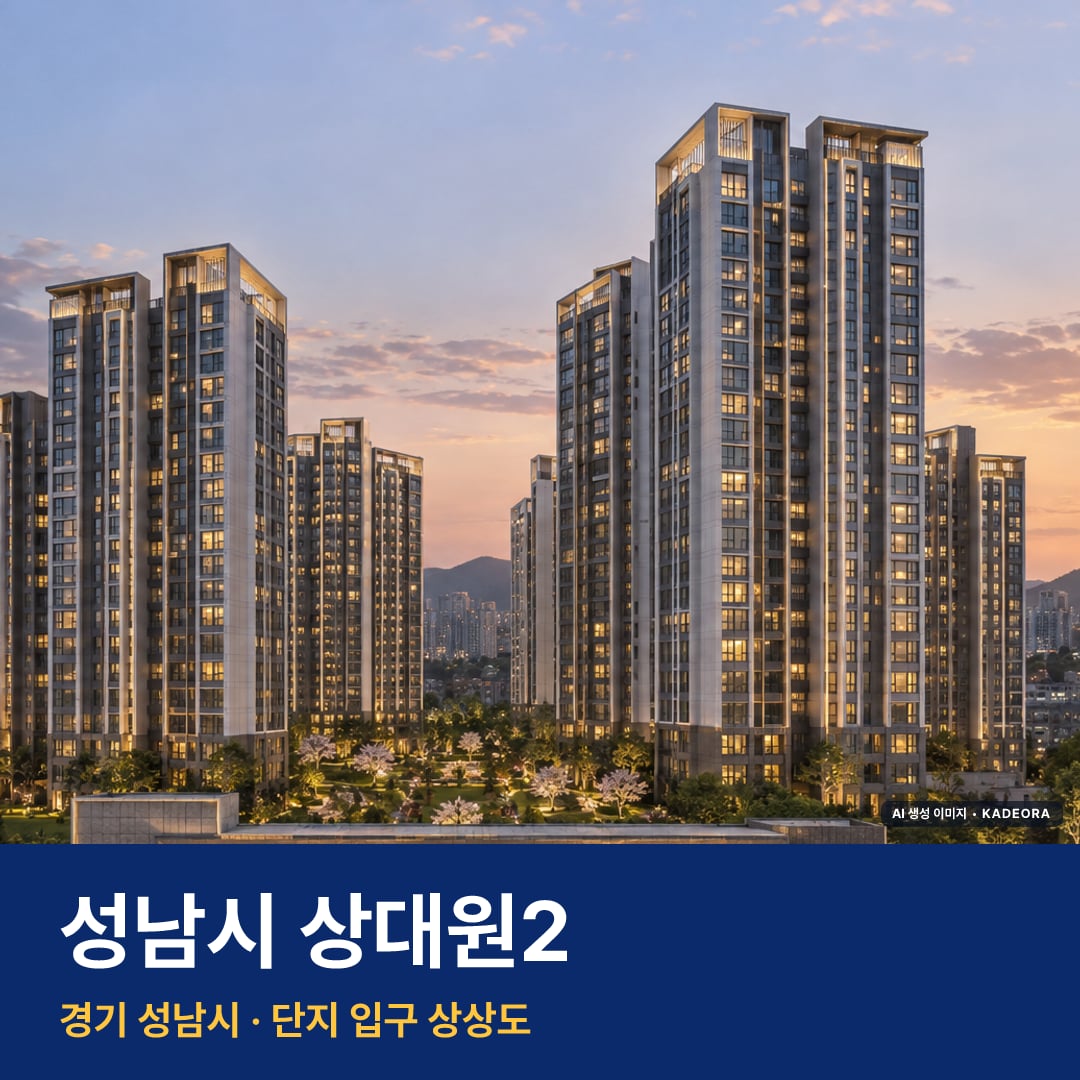 성남시 상대원2 재개발 성남시 상대원2 단지 전경 AI 상상도 — 성남시 상대원동 4,470세대 — AI 생성 상상도 · 실제와 다를 수 있음