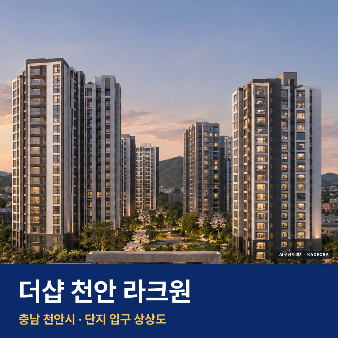 더샵 천안 라크원 단지 전경 AI 상상도 — 천안시 1,290세대