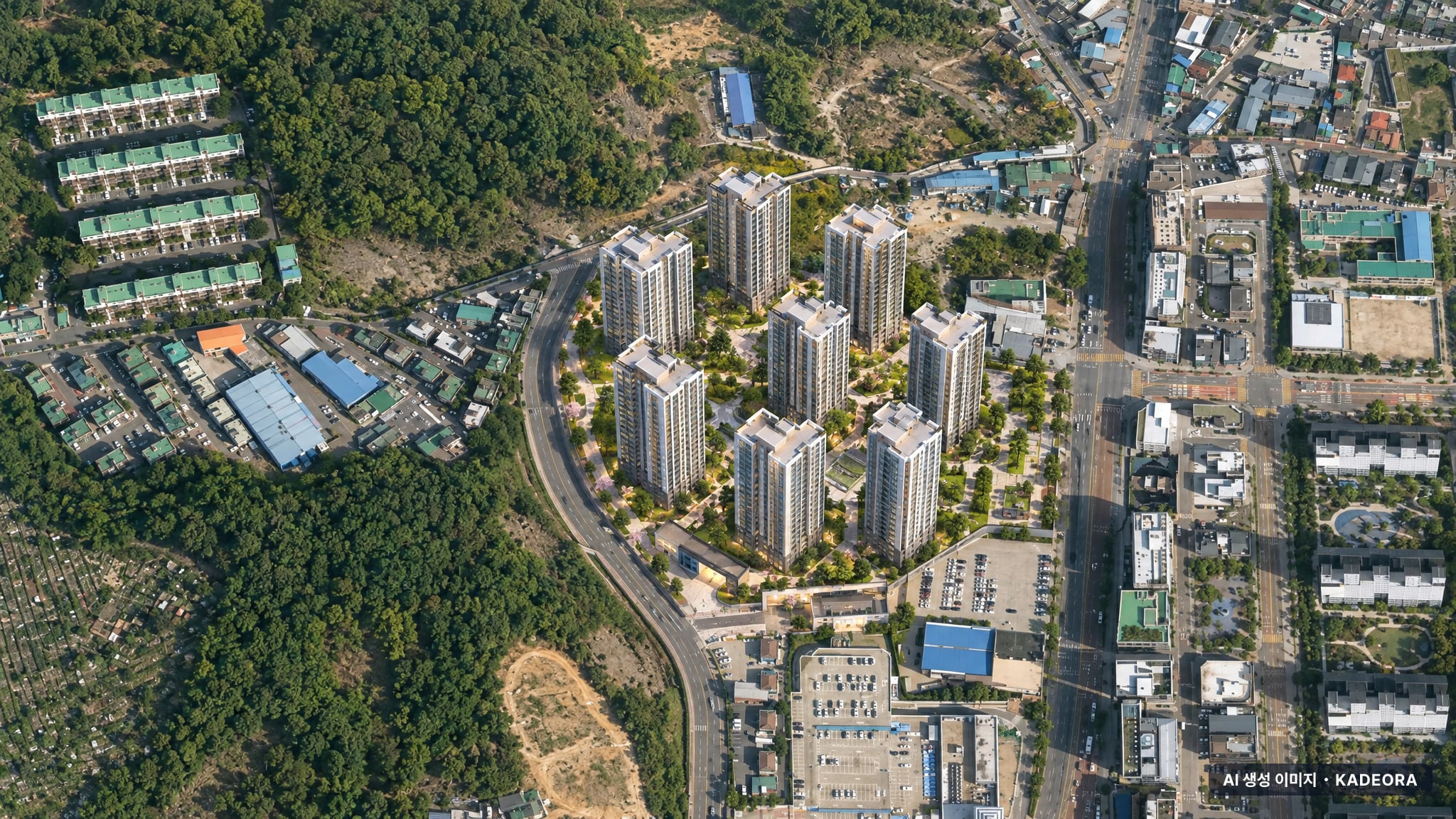 풍무역 롯데캐슬 시그니처 단지 전경 AI 상상도(주간 항공) — 경기 김포시 착공 720세대