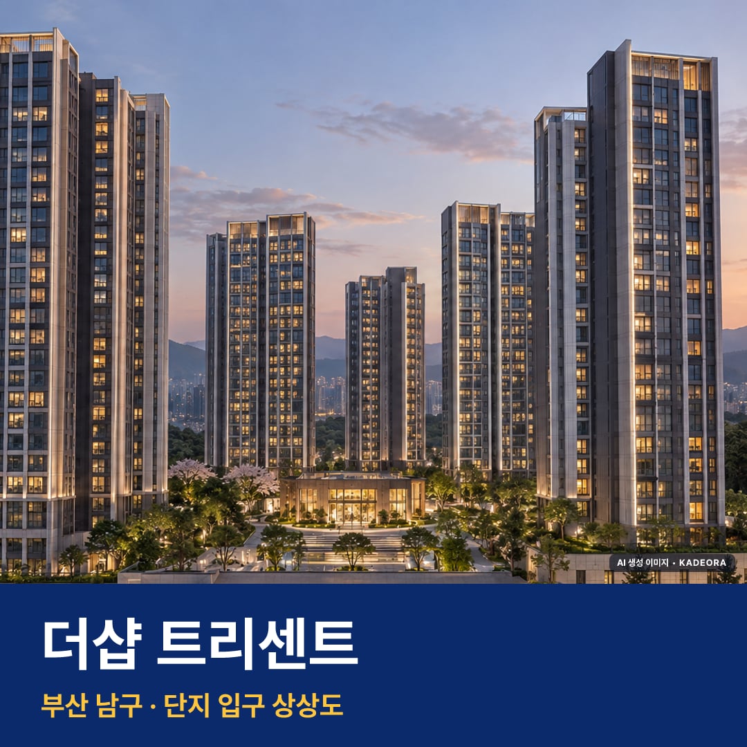 더샵 트리센트 단지 전경 AI 상상도 — 남구 문현동 156세대