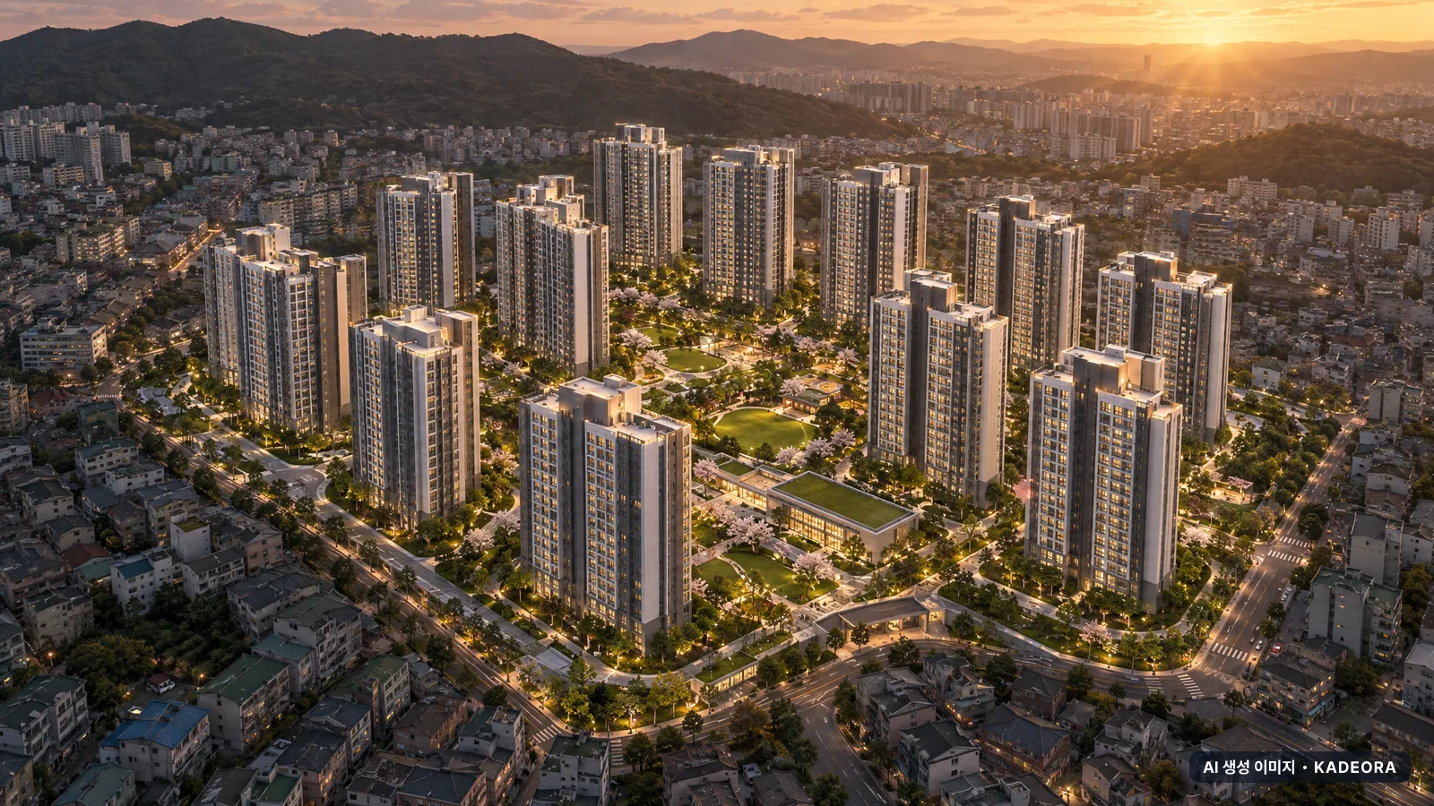 안산시 고잔연립4 단지 전경 AI 상상도(저녁) — 안산시 아파트 분양