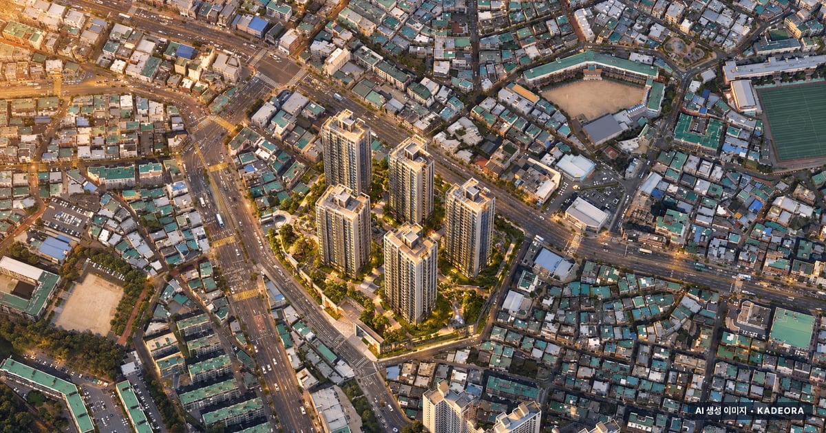 한화포레나 부산당리 5개동·최고 34층·총 543세대(이번 209세대 공급) 기준 AI 상상도 — 실제와 다를 수 있음 한화포레나 부산당리 5개동·최고 34층·총 543세대(이번 209세대 공급) 기준 AI 상상도(노을 항공) — 실제와 다를 수 있음