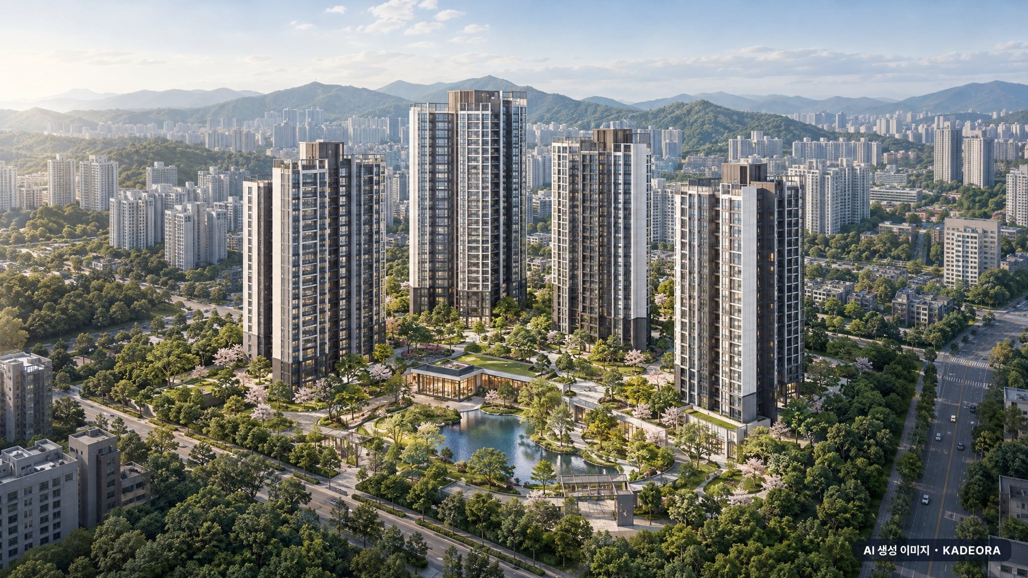화성동탄2지구 C-27블록 공공분양주택 단지 전경 AI 상상도(주간 항공) — 경기 화성시 착공 473세대
