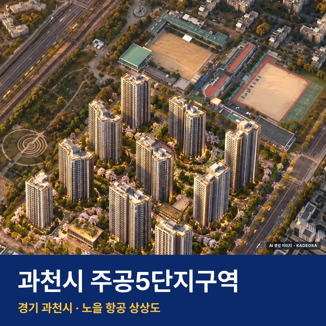 과천시 주공5단지구역 분양가 단지 모습 · AI 생성 상상도 · 실제와 다를 수 있음