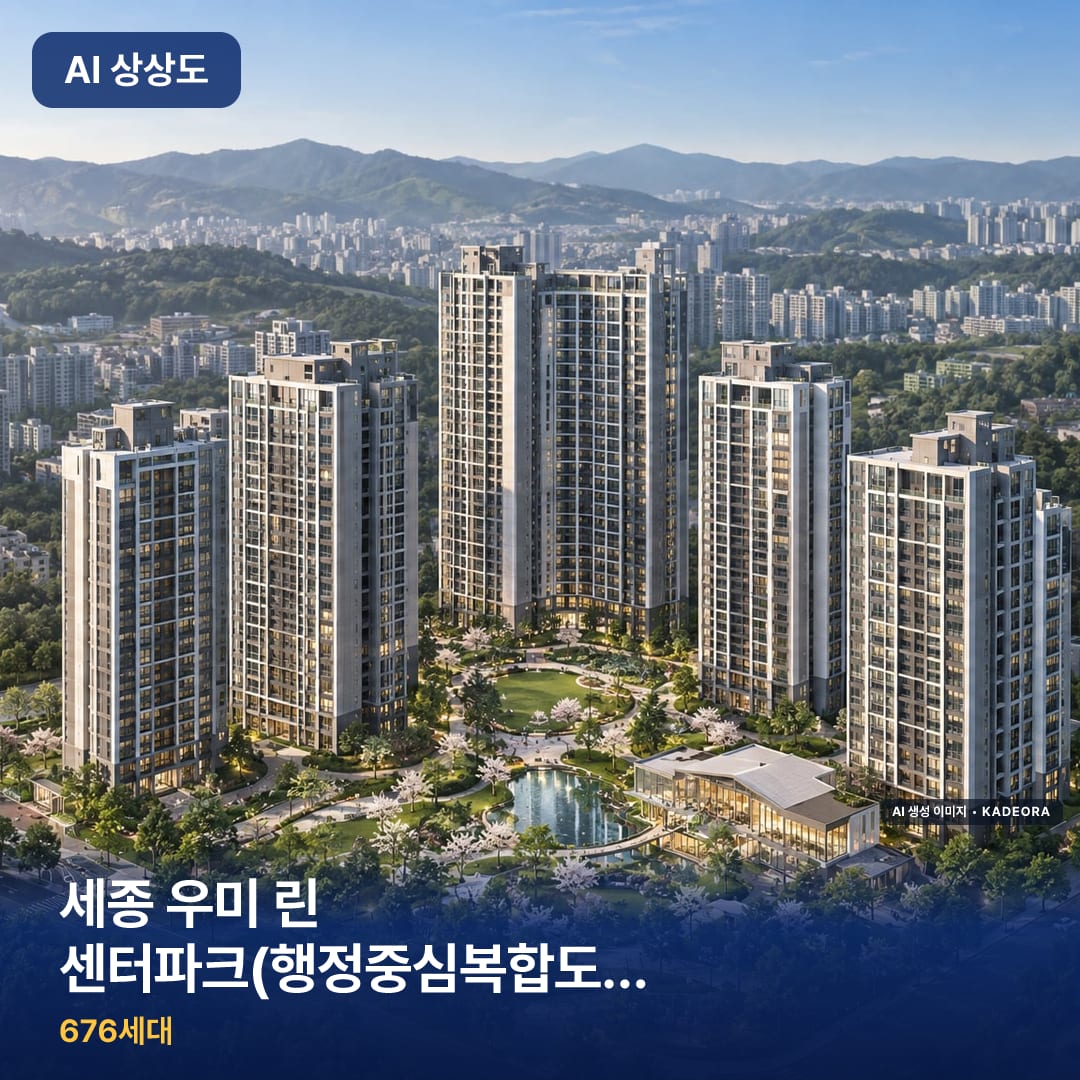 세종 우미 린 센터파크(행정중심복합도시 5-2생활권 S1블록, 글미마을 9단지) 단지 썸네일 — AI 생성 이미지