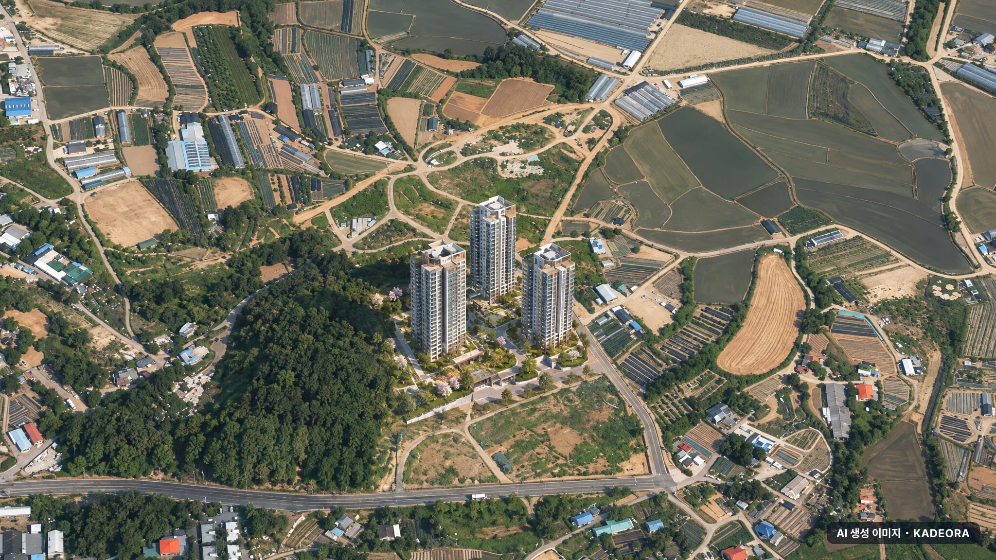 야목역 서희스타힐스 그랜드힐 단지 전경 AI 상상도(주간 항공) — 경기 화성시 착공 241세대