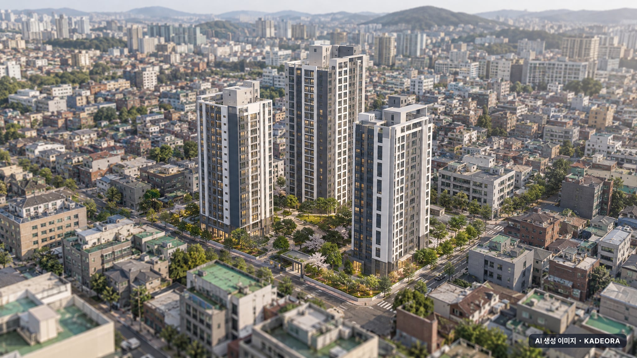 고양 Ⅰ-1구역 총 292세대 기준 AI 상상도(주간 항공) — 실제와 다를 수 있음