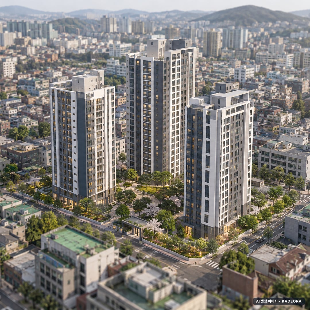 고양 Ⅰ-1구역 총 292세대 기준 AI 상상도(주간 항공) — 실제와 다를 수 있음