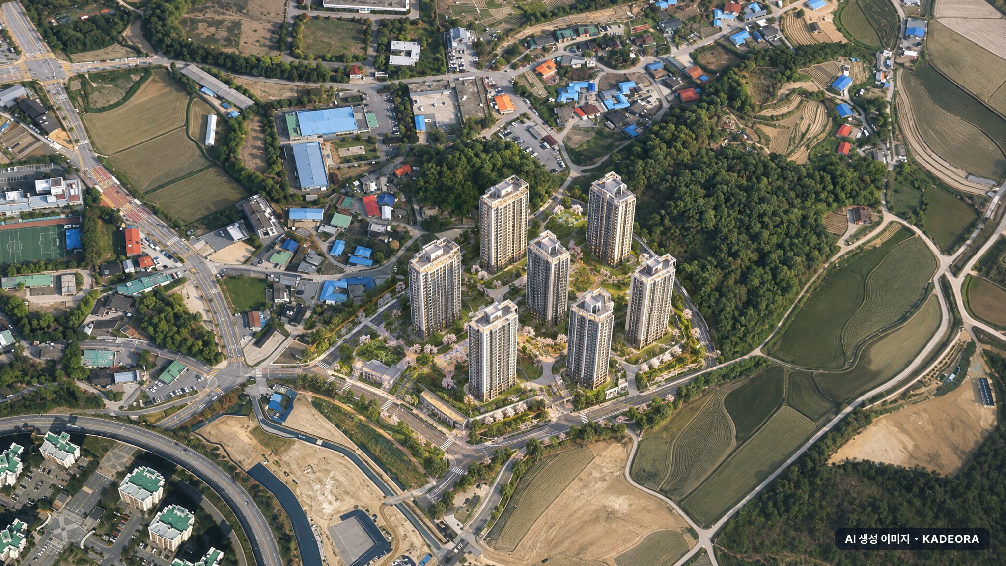 부발역 에피트 에디션 단지 전경 AI 상상도(주간 항공) — 경기 이천시 착공 706세대