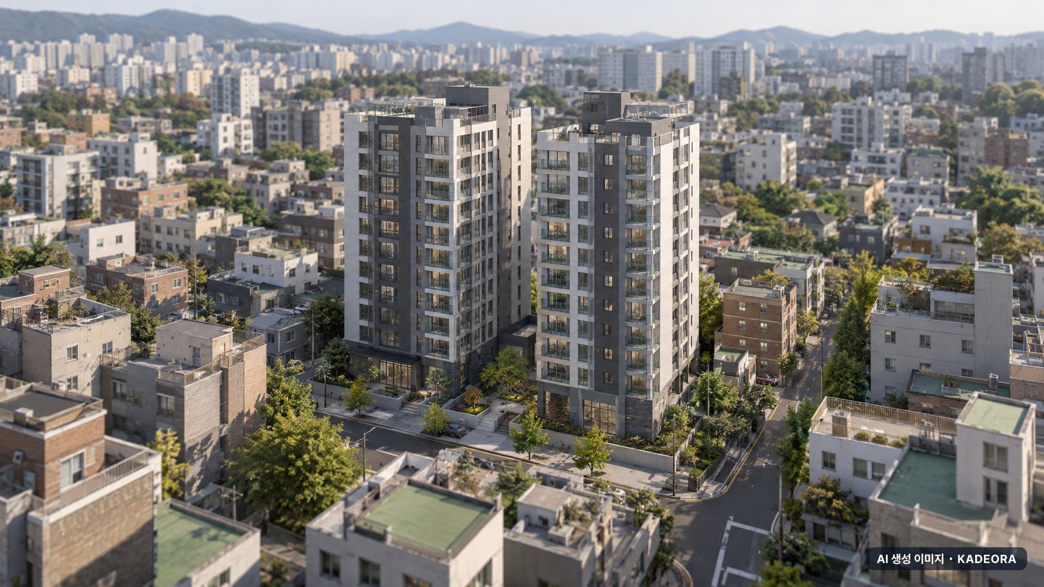 진도 승원팰리체 더 테라스 2개동·최고 12층·총 58세대 기준 AI 상상도(주간 항공) — 실제와 다를 수 있음