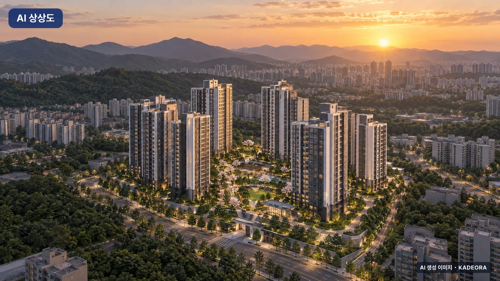 e편한세상 에코델타 센터포인트(19BL) 단지 전경 AI 상상도(노을 항공) — 강서구
