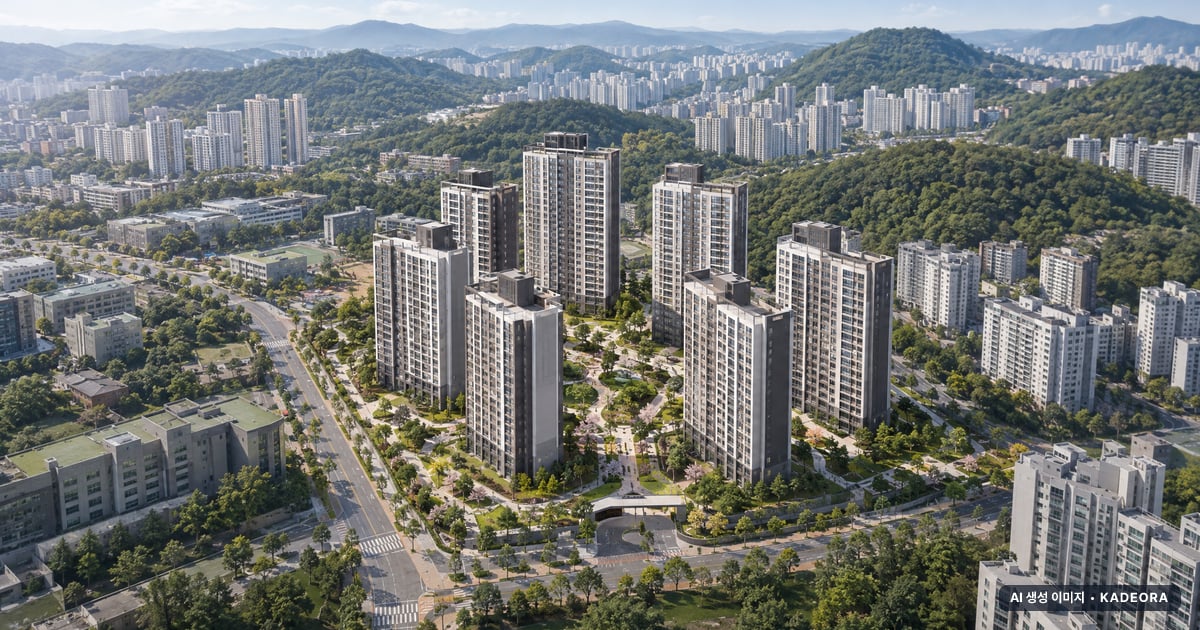 고덕강일지구 3단지 토지임대부 모델하우스 단지 전경 · AI 생성 상상도 · 실제와 다를 수 있음