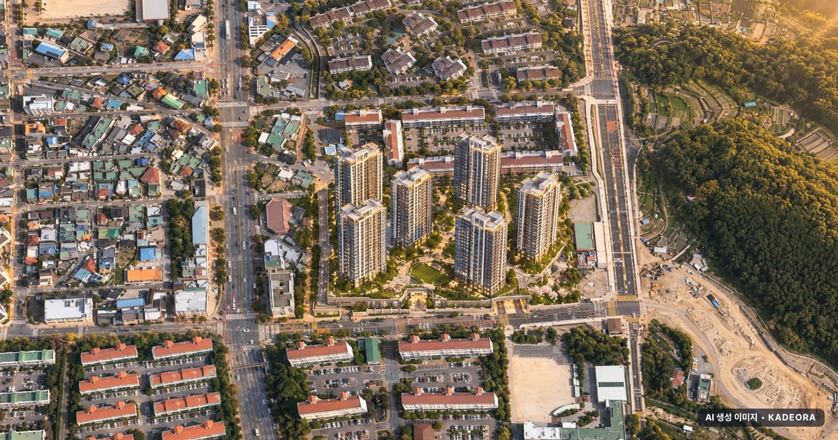 트리븐 창원 6개동·최고 27층·총 434세대 기준 AI 상상도(노을 항공) — 실제와 다를 수 있음
