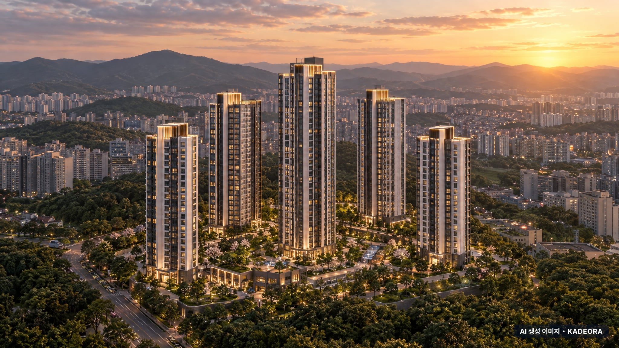 강릉 영무예다음 어반포레 조감도 AI 상상도(노을 항공) — 강원 강릉시 착공 148세대