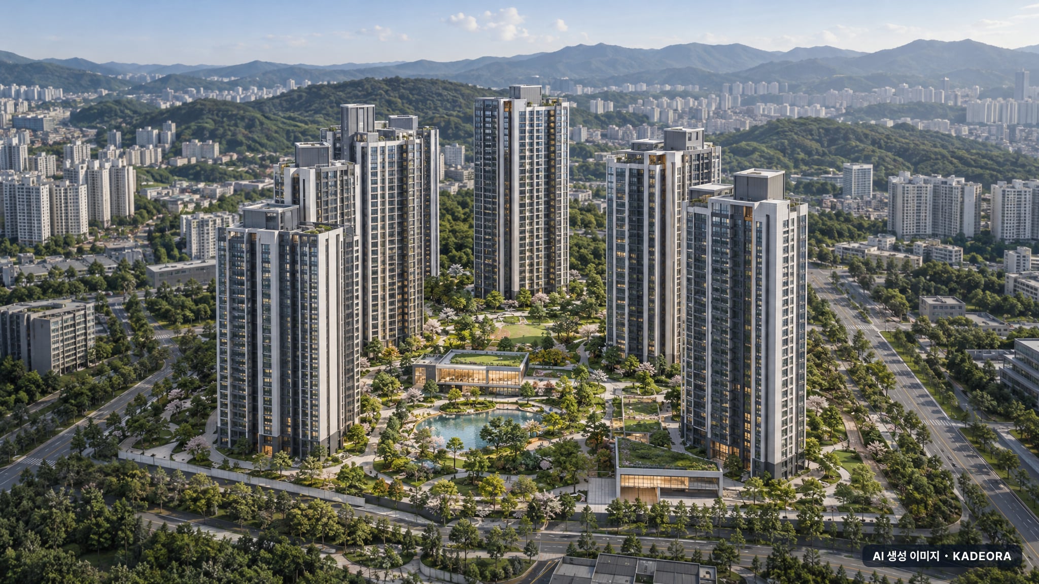 천안 아이파크 시티 2단지(2회차) 단지 전경 AI 상상도(주간 항공) — 천안시