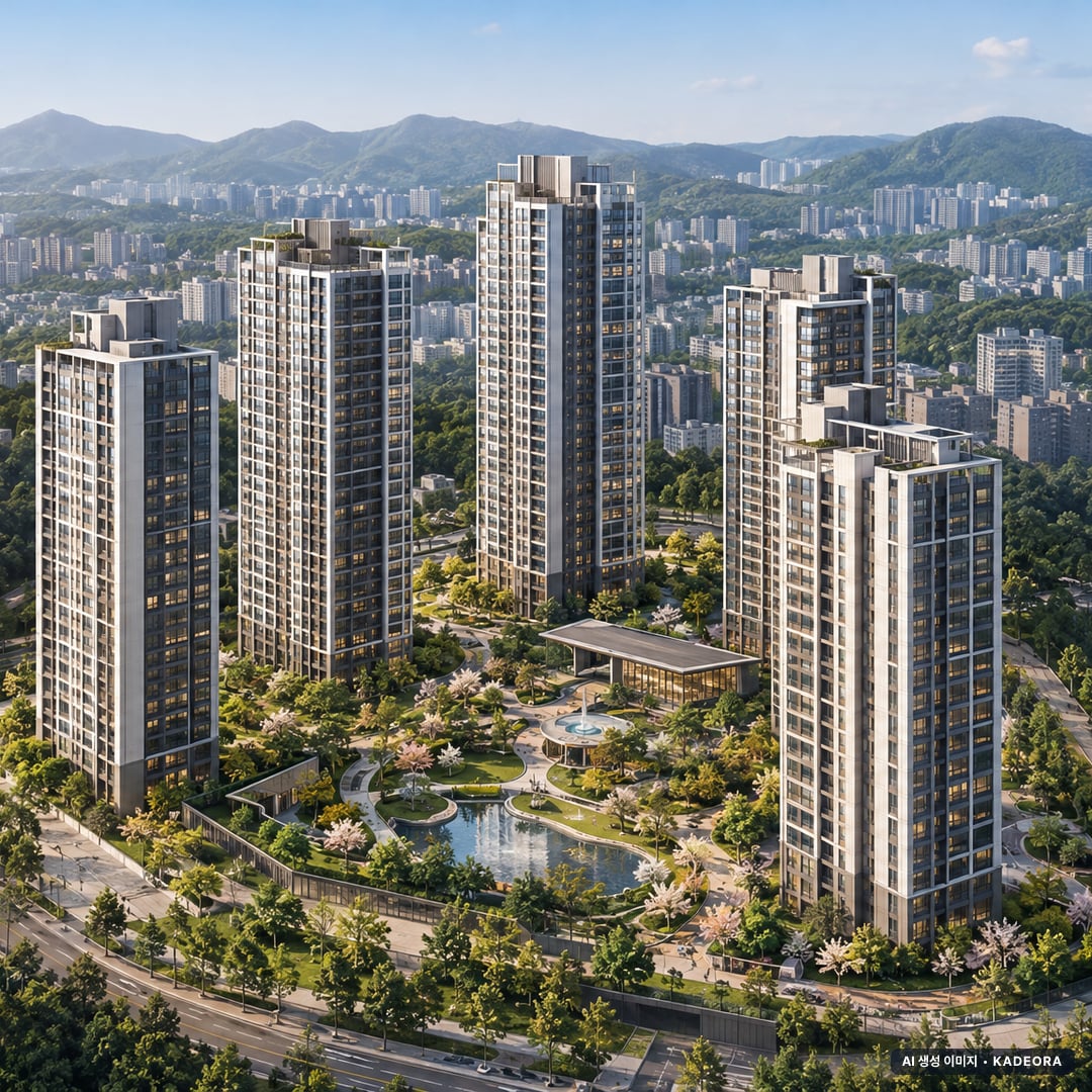 원주역 우미 린 더 스텔라 단지 전경 AI 상상도(주간 항공) — 강원 원주시 착공 927세대