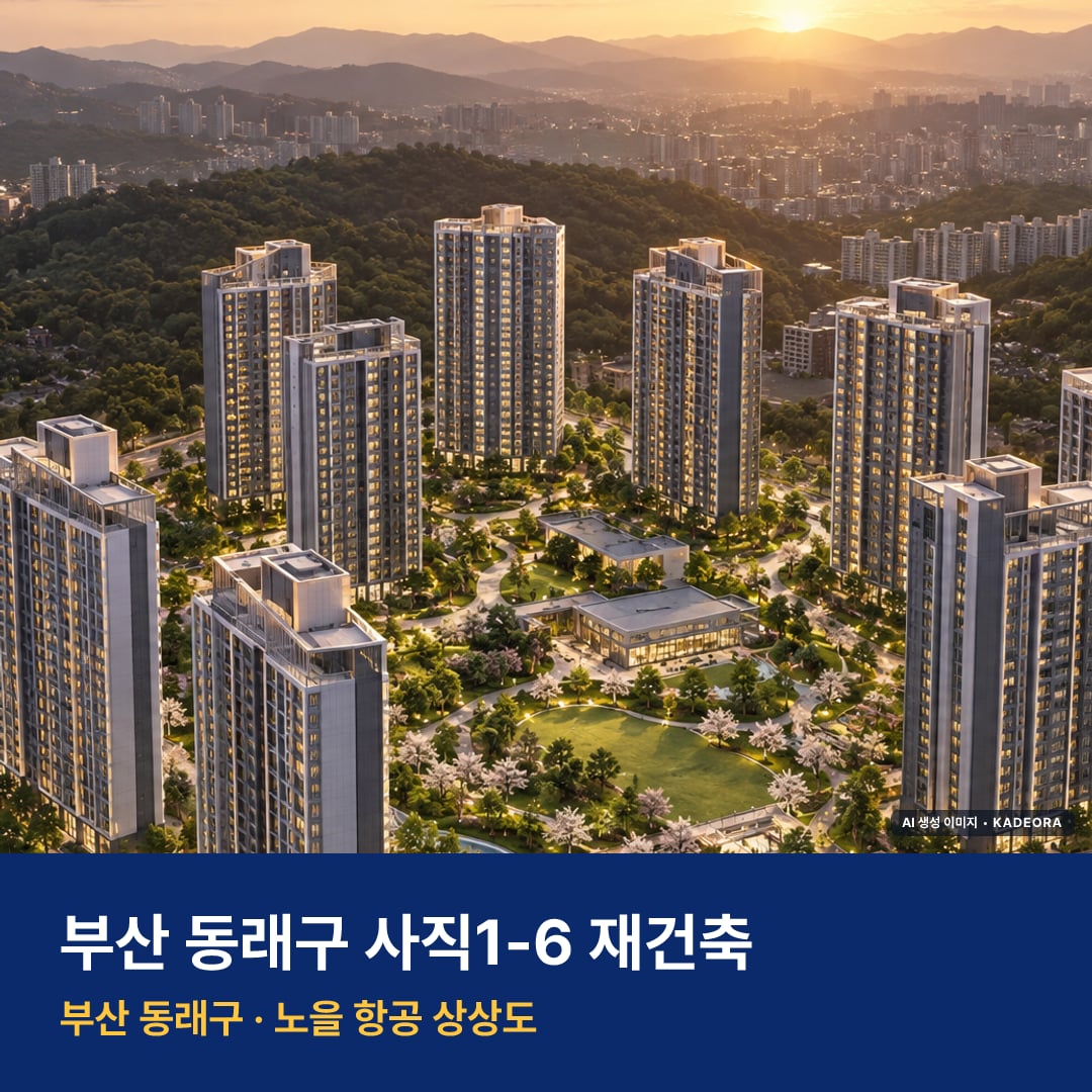 사직1-6 재건축 단지 전경 AI 상상도 — 동래구 사직동 1,090세대