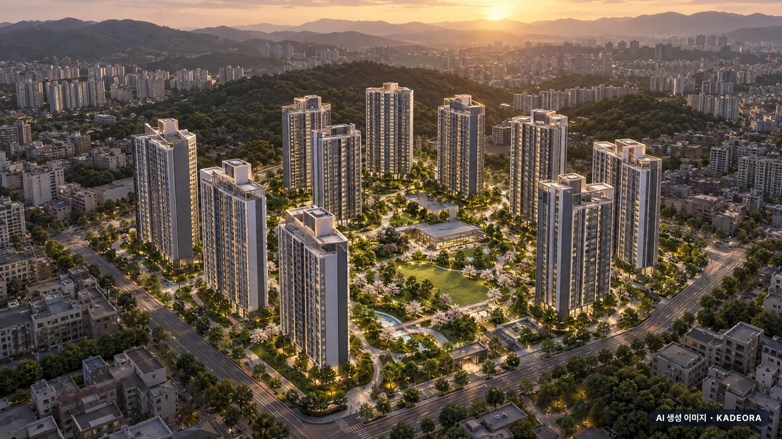 부산 동래구 사직1-6 재건축 단지 전경 AI 상상도(저녁) — 동래구 아파트 분양
