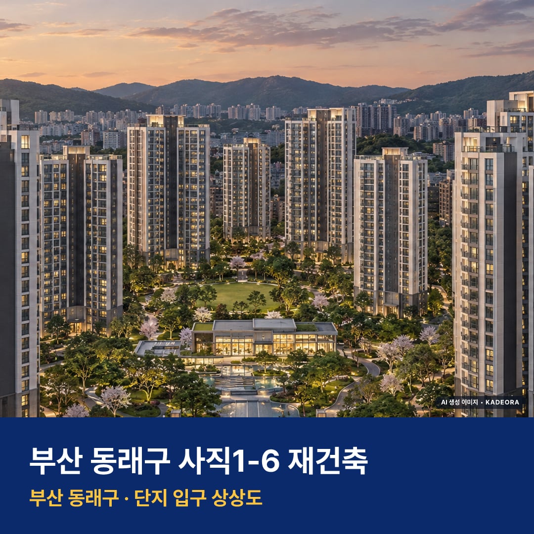 사직1-6 재건축 단지 전경 AI 상상도 — 동래구 사직동 1,090세대