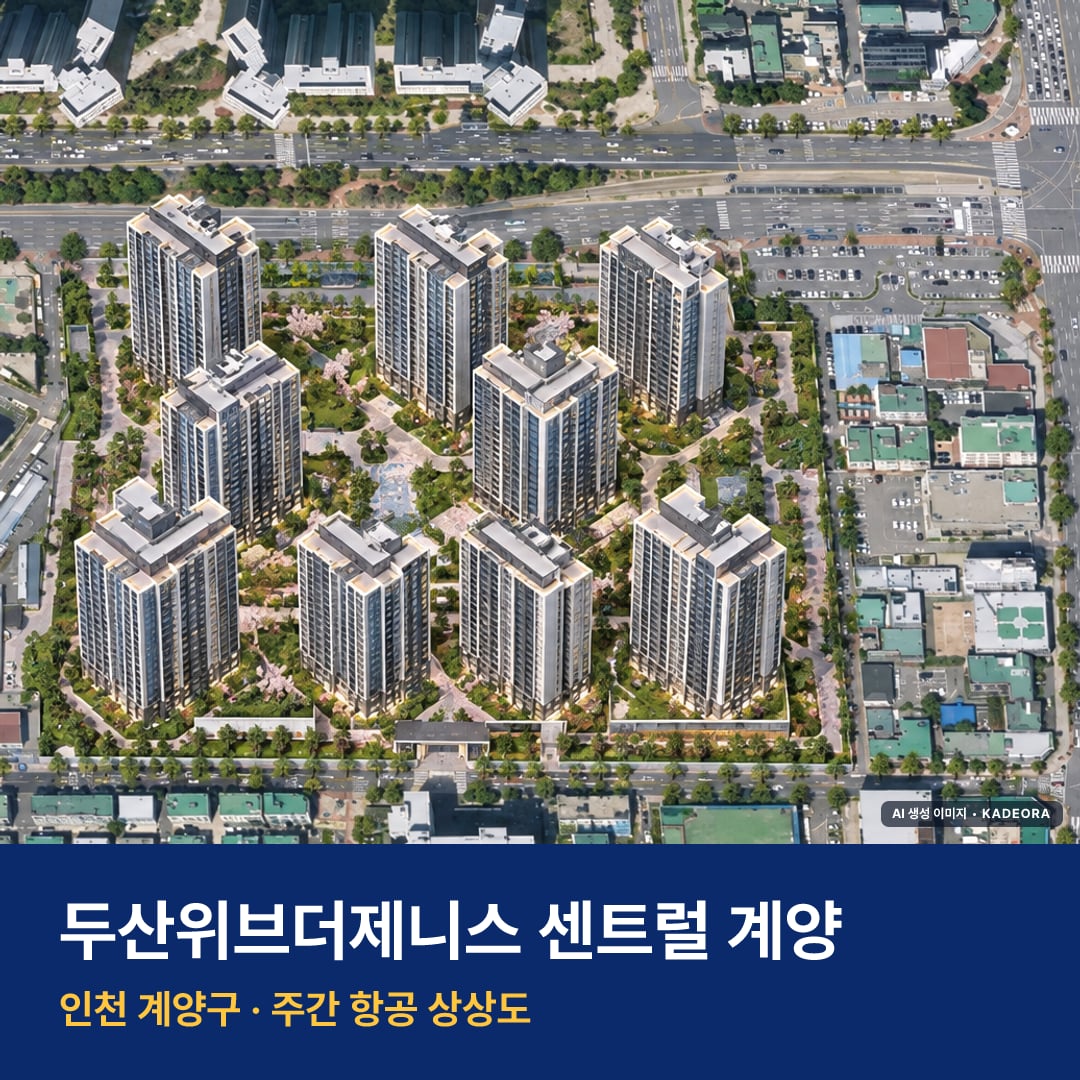 두산위브더제니스 센트럴 계양 청약 단지 전경 · AI 생성 상상도 · 실제와 다를 수 있음