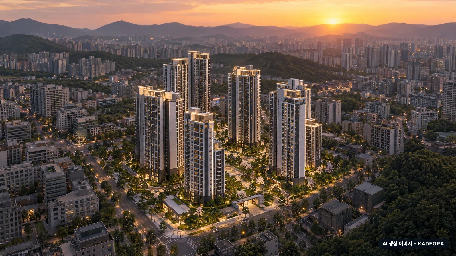 검단 센트레빌 그랑포레 단지 전경 AI 상상도(저녁) — 검단구 아파트 분양