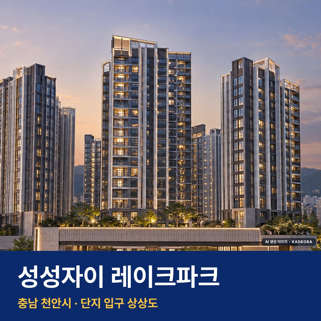 성성자이 레이크파크 단지 전경 AI 상상도 — 천안시 성성동 883세대