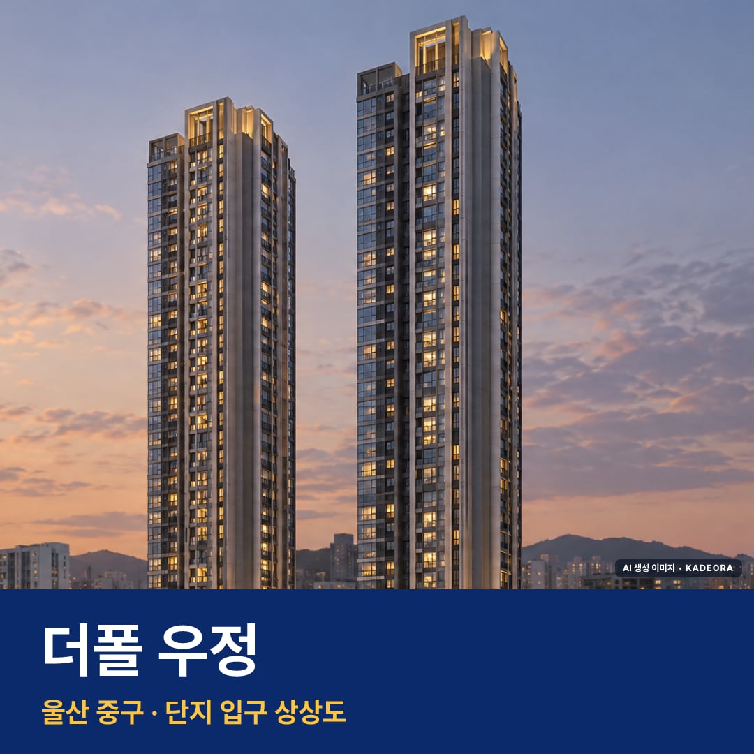 더폴 우정 재개발 더폴 우정 단지 전경 AI 상상도 — 중구 우정동 316세대 — AI 생성 상상도 · 실제와 다를 수 있음