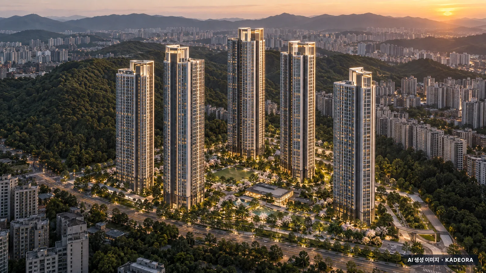 인하대역 수자인 로이센트(3차) 단지 전경 AI 상상도(저녁) — 미추홀구 아파트 분양