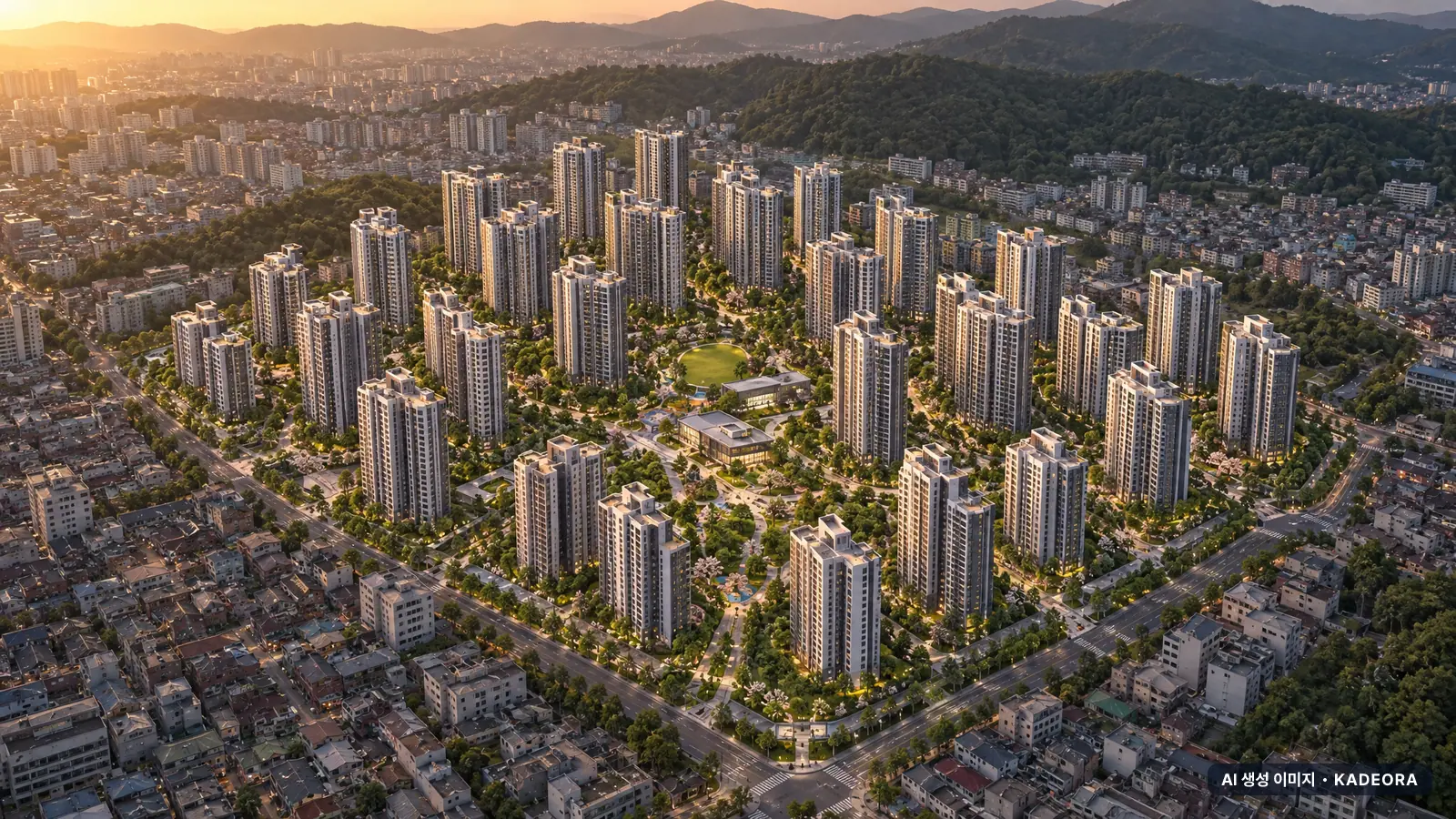 성남시 신흥1 단지 전경 AI 상상도(저녁) — 성남시 아파트 분양