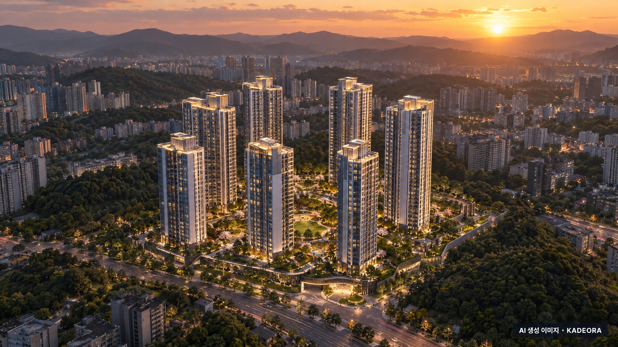 용인 고진역 대광로제비앙 단지 전경 AI 상상도(노을 항공) — 경기 용인시 착공 860세대