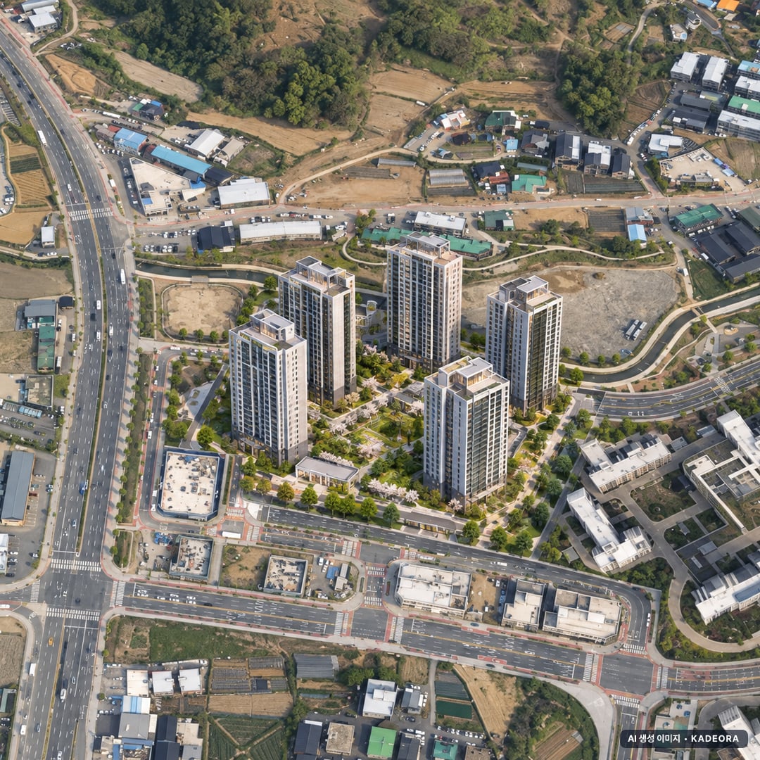 용인시 모현1 조감도 AI 상상도(주간 항공) — 경기 용인시 조합설립 590세대
