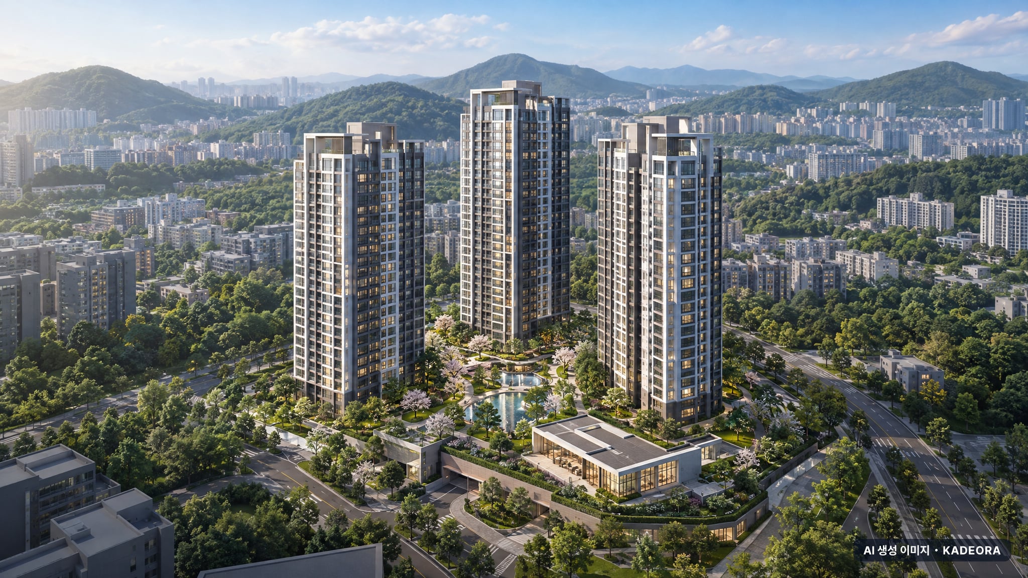 서수원 에피트 센트럴마크(M2BL) 단지 전경 AI 상상도(주간 항공) — 경기 수원시 착공 280세대