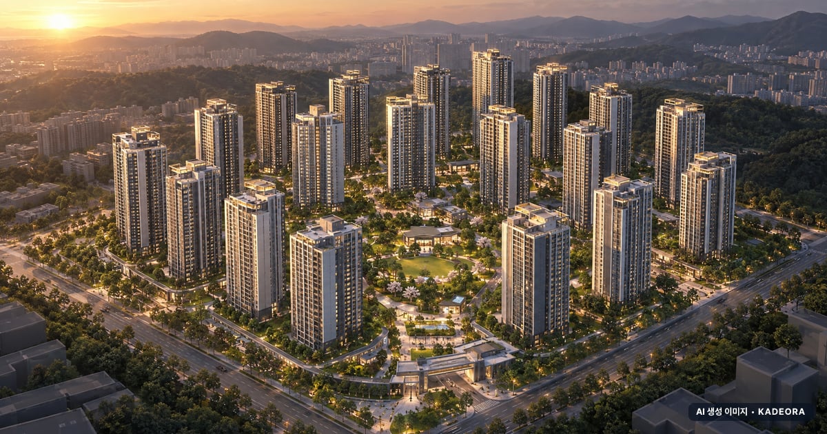 산곡역 자이힐스테이트&하늘채 20개동·최고 33층·총 2,706세대(이번 1,289세대 공급) 기준 AI 상상도(노을 항공) — 실제와 다를 수 있음