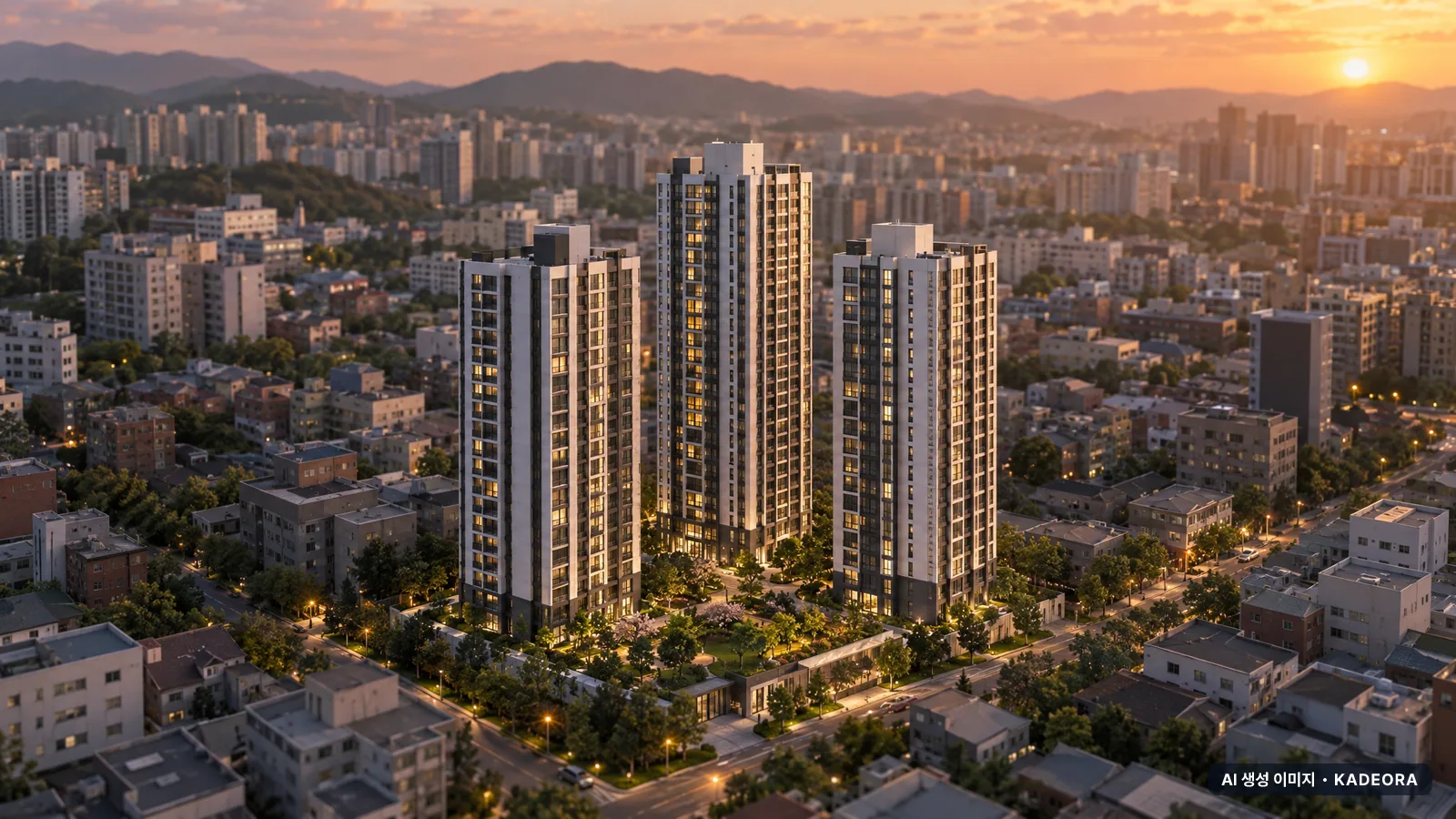 충정로역자이르네(2차) 단지 전경 AI 상상도(저녁) — 중구 아파트 분양
