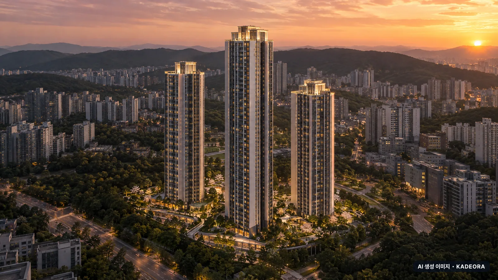 의정부역 센트럴 아이파크 (4차) 단지 전경 AI 상상도(저녁) — 의정부시 아파트 분양