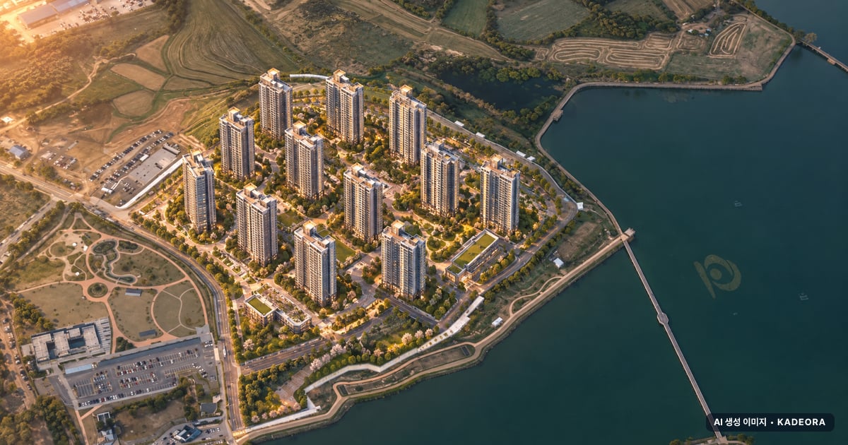 e편한세상 성성호수공원 단지 전경 AI 상상도 — 천안시 업성동 1,498세대