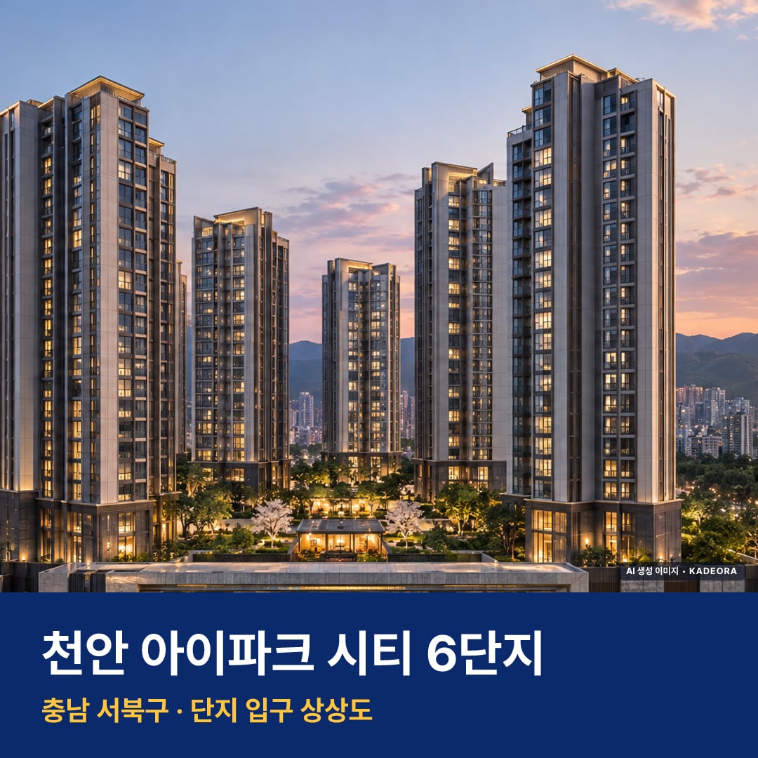 천안 아이파크 시티 6단지 분양가 천안 아이파크 시티 6단지 단지 전경 AI 상상도 — 서북구 성성동 1,012세대 — AI 생성 상상도 · 실제와 다를 수 있음