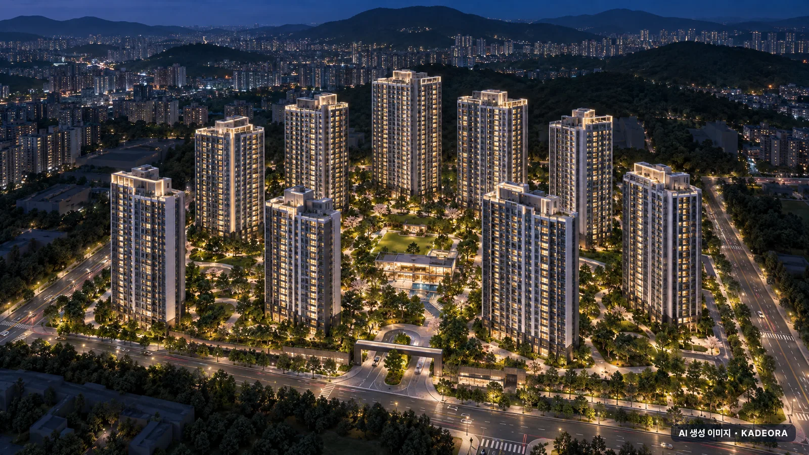 천안 아이파크 시티 6단지 총 1,126세대(이번 1,012세대 공급) 기준 AI 상상도(야경) — 실제와 다를 수 있음