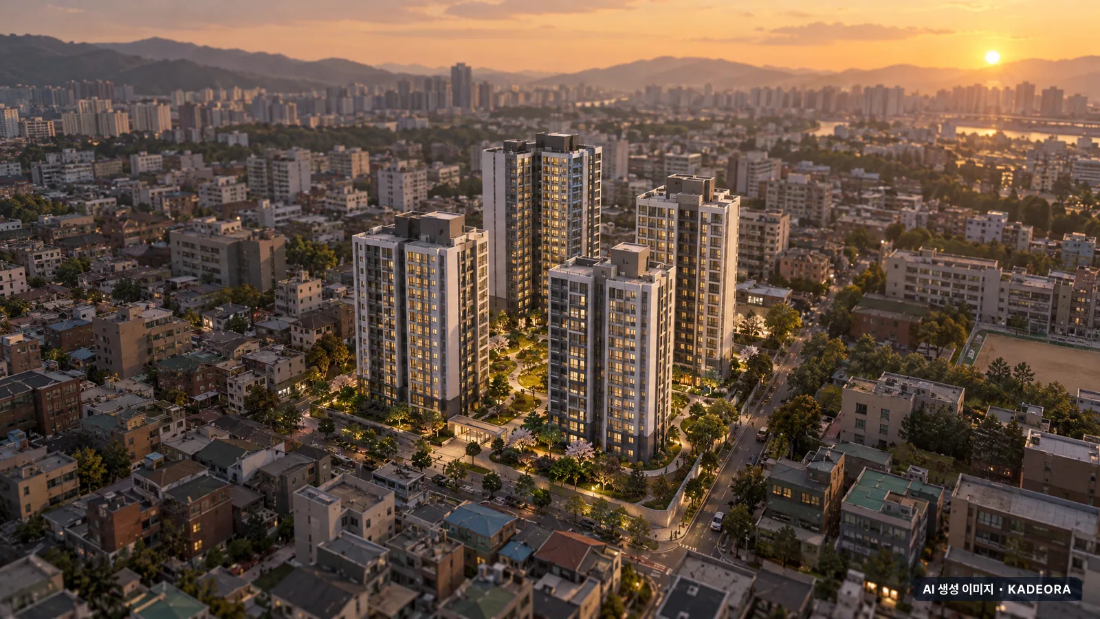 화성시 화산주택 총 350세대 기준 AI 상상도(노을 항공) — 실제와 다를 수 있음
