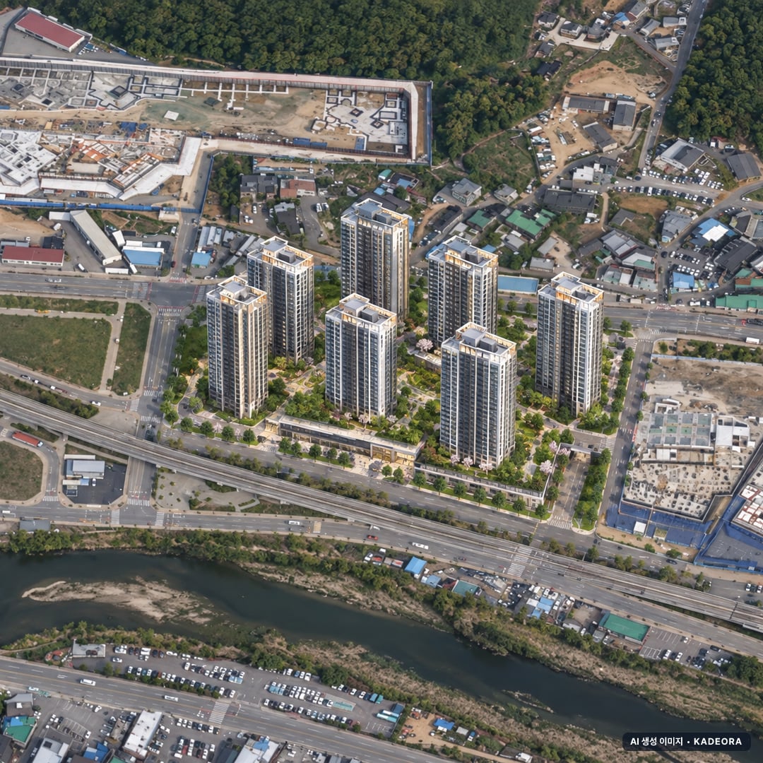곤지암역 제일풍경채 단지 전경 AI 상상도(주간 항공) — 경기 광주시 착공 565세대