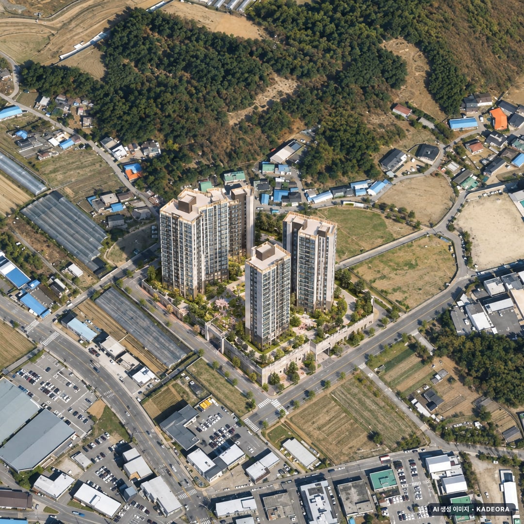 오남역 서희스타힐스 여의재 1단지 단지 전경 AI 상상도(주간 항공) — 경기 남양주시 착공 180세대