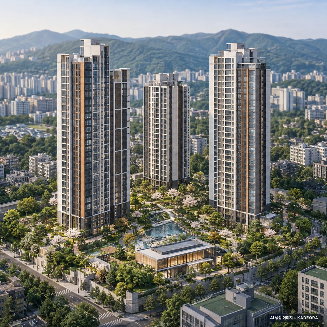 부산 남구 크로바아파트 소규모재건축 조감도 AI 상상도(주간 항공) — 부산 남구 조합설립 170세대