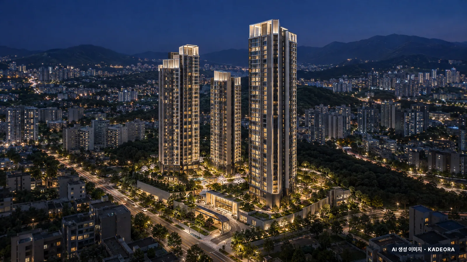 서면 어반센트 데시앙 단지 전경 AI 상상도 — 부산진구 부암동 211세대