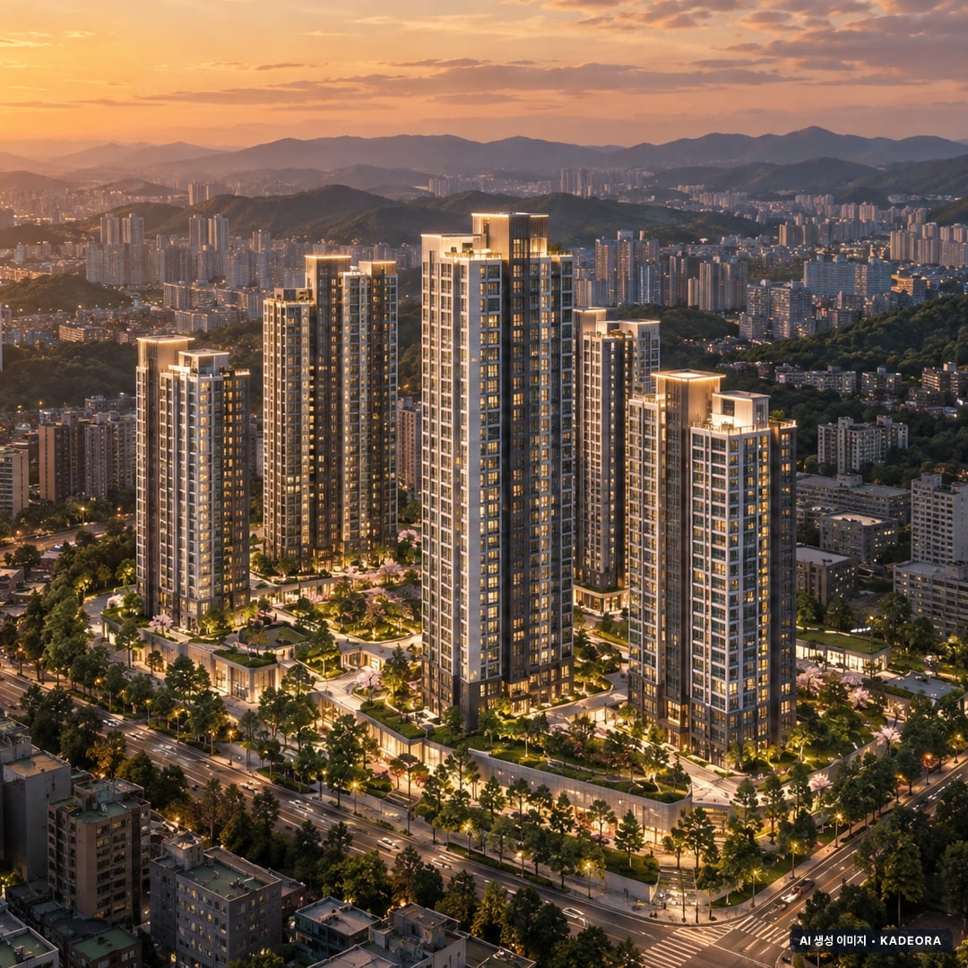 신월3구역 총 700세대 기준 AI 상상도(노을 항공) — 실제와 다를 수 있음