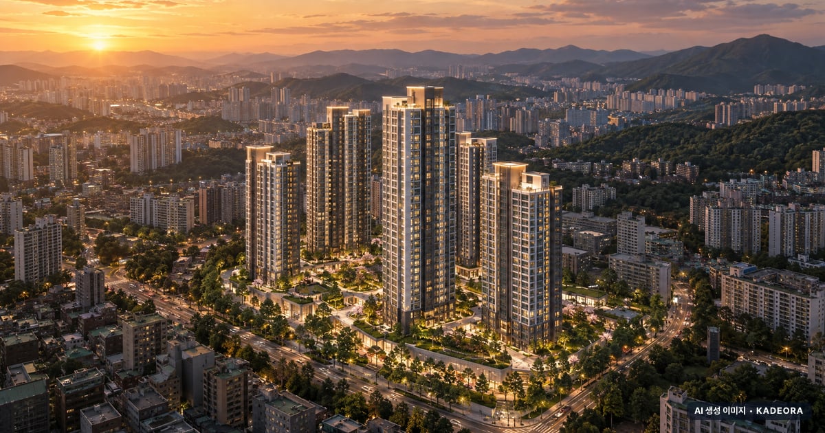 신월3구역 총 700세대 기준 AI 상상도 — 실제와 다를 수 있음 신월3구역 총 700세대 기준 AI 상상도(노을 항공) — 실제와 다를 수 있음